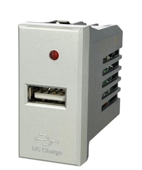 Modulo Caricatore USB 5V 2,1A Grigio Compatibile Bticino Axolute