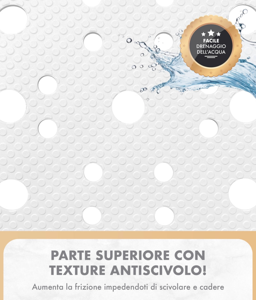 Prodotto Italiano Di Qualità Tappeto Per Doccia o Vasca 2 Misure Disponibili Grande Antiscivolo Con Ventose Antifumma Tappeti Bagno Lavabili In Lavatrice BPA free Tappetino  Per vasca - Orchidea