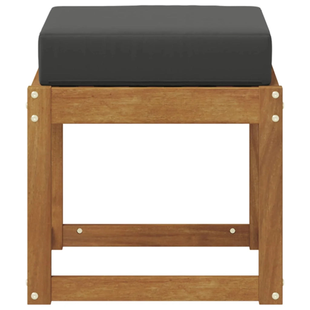 Panca Sgabello con cuscino Naturale e Antracite 43 x 43 x 37 cm 900660