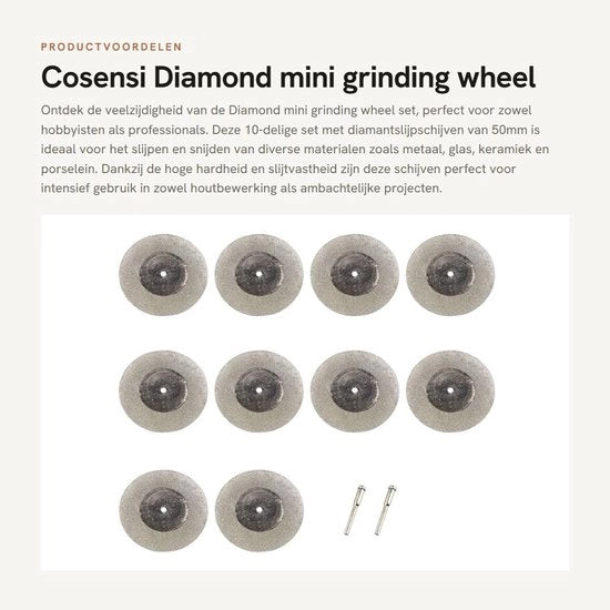 Set di ruote abrasive a diamante mini - 10 pezzi - 50mm - adatte per metallo, vetro, ceramica - utilizzabili con motosega.