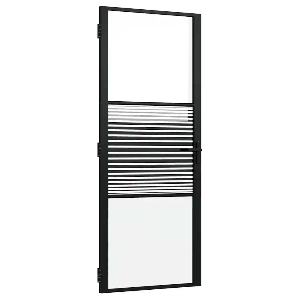 Porta in vetro Rigato Nero 76 x 3.5 x 201.5 cm Alluminio