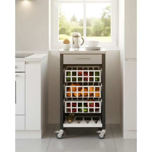 Carrello da cucina con piano di lavoro in acciaio inox, MOHER