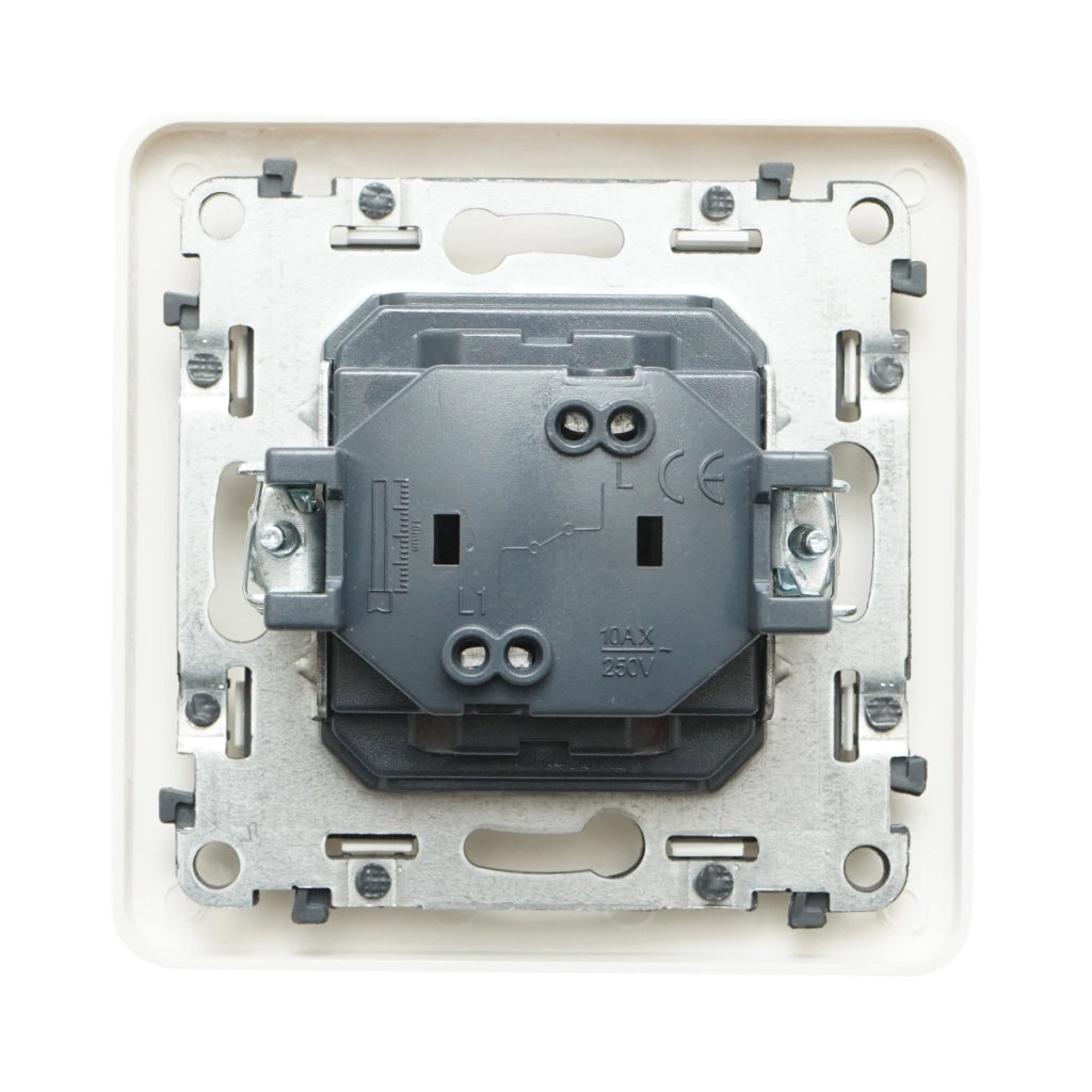 Interruttore campanello bianco da incasso 220V, 10AX, PC 80x80mm