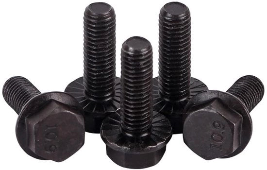 Viti a flangia M10x25mm - Viti a flangia - Acciaio zincato - Viti a flangia a filo completo - 4 pezzi - Resistente alla corrosione - Viti a flangia con boccetta