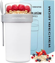 Scatola da colazione to go con ciotola per muesli - ciotola da muesli to go con cucchiaio - cornflakes to go - contenitore da colazione yoghurt to go per la strada (bianco) ciotola da yoghurt to go