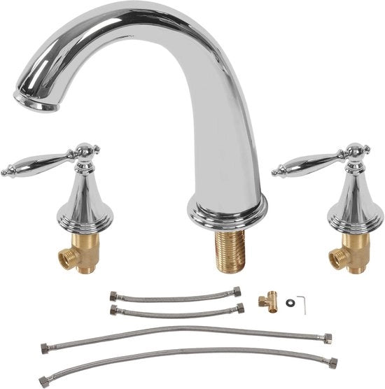 Mangiatutto Vintage a 3 Gocce in Coperchio - Alta Pressione - Maniglia Doppia - Senza Gocciolamento - Altezza di Eiezione 11,5 cm - Rubinetto da Bagno