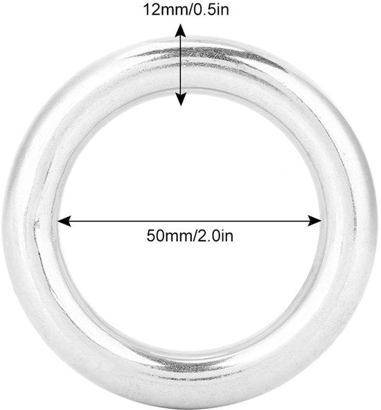 Anello di fissaggio in acciaio inossidabile 12x50mm - Anello gelato - Anello circolare - Anello per immersioni - Sport acquatici - Resistente allo shock - Anello di fissaggio