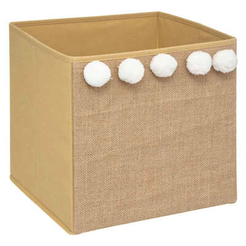 Box in juta con pompon 29x29x29 cm