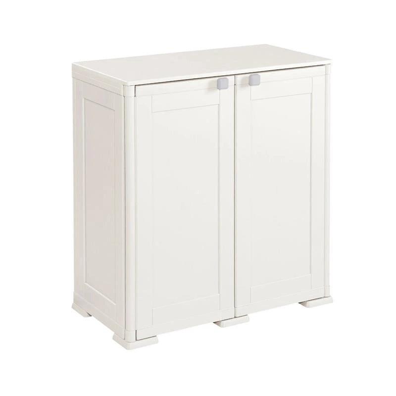 ARMADIO DA ESTERNO COPERTO 2 RIPIANI PANNA 79X43X85,5 CM  – MOBILE COMPATTO SALVASPAZIO PER BALCONE E VERANDA