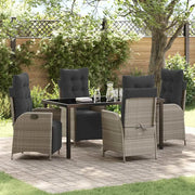 Set da Pranzo per Giardino 5 pcs Grigio chiaro polyrattan