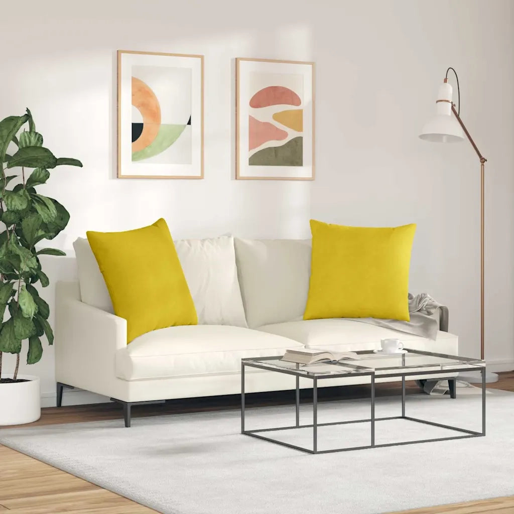 Cuscini da Divano 2 pcs Giallo 80 x 80 cm Tessuto in Cords 42014064