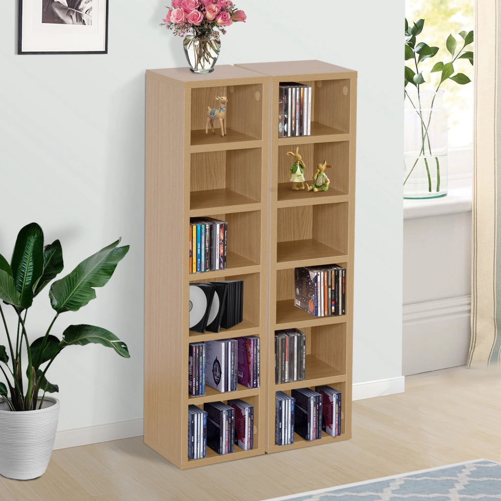 Libreria 6 Ripiani per CD e DVD ¨C Zephmum ¨C Legno 21x19x88 cm