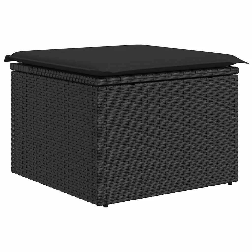 Set Divano da Giardino con cuscino 7 pcs Nero polyrattan 3357956