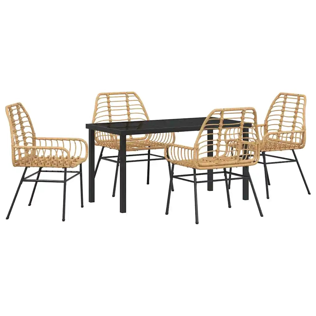Set da Pranzo per Giardino 5 pcs Marrone polyrattan