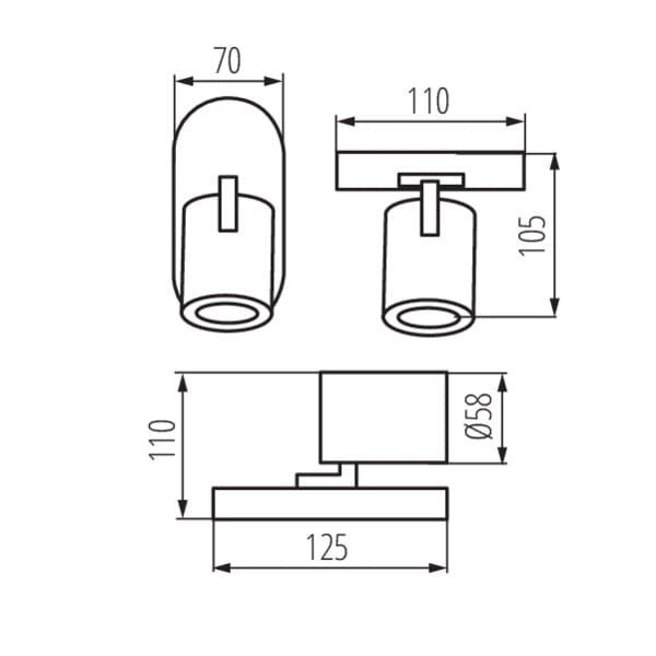 Applique Kanlux Laurin 29121 nera alluminio GU10 35W
