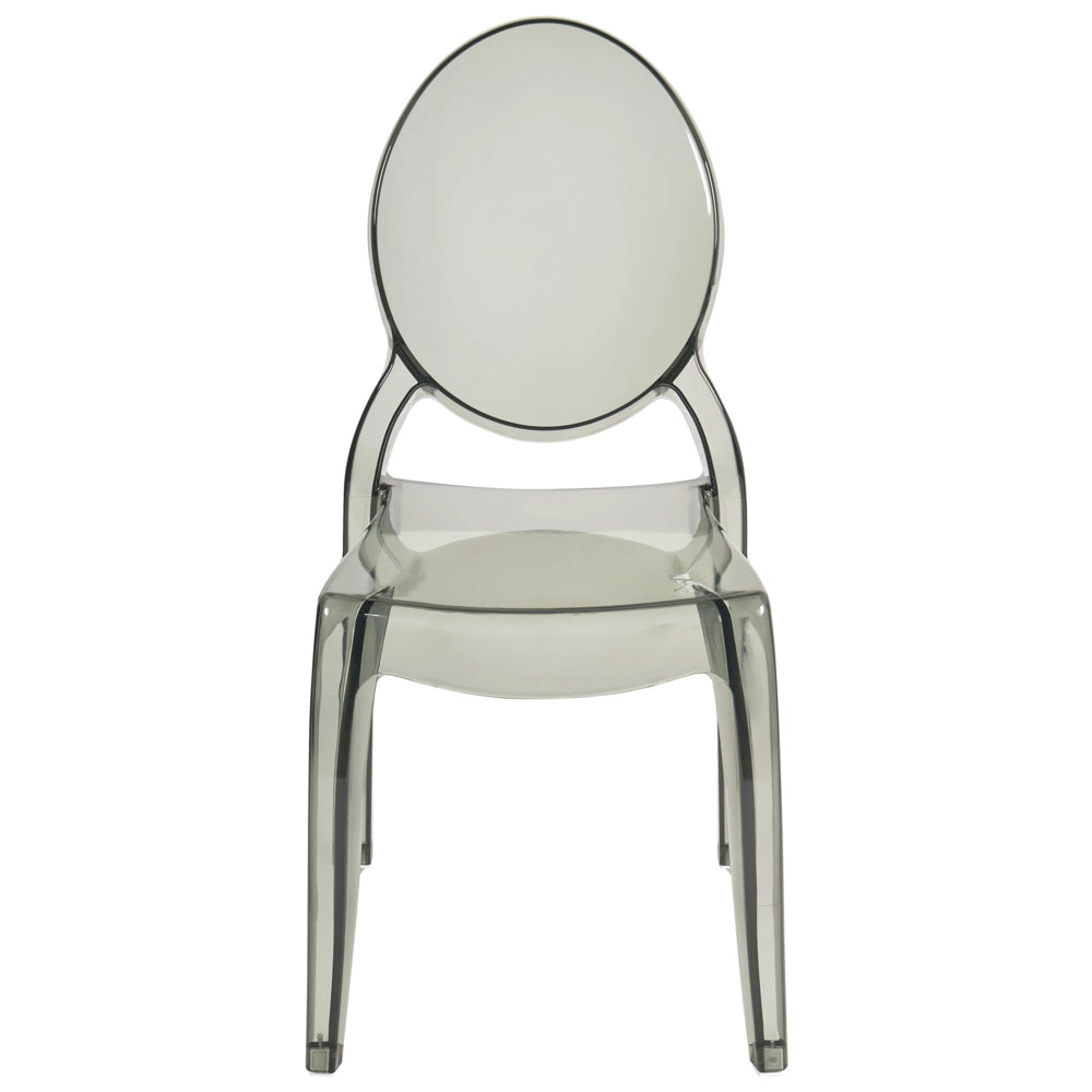 Set di 4 sedie da pranzo nere trasparenti in materiale sintetico con schienale solido senza braccioli impilabili dal design moderno vintage