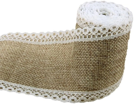 Banda di juta 3 rotoli - Juta a rotoli 10 cm larga - Lint a strisce vintage - Juta naturale - Tovagliolo per cibo - Per confezioni di regalo - Lint a strisce
