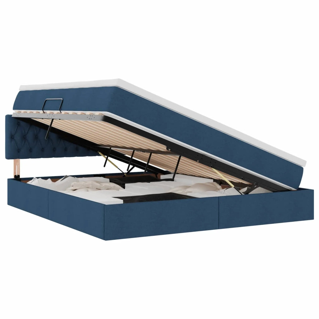 Letto con contenitore e materasso con testiera Blu 180 x 200 cm 3370592