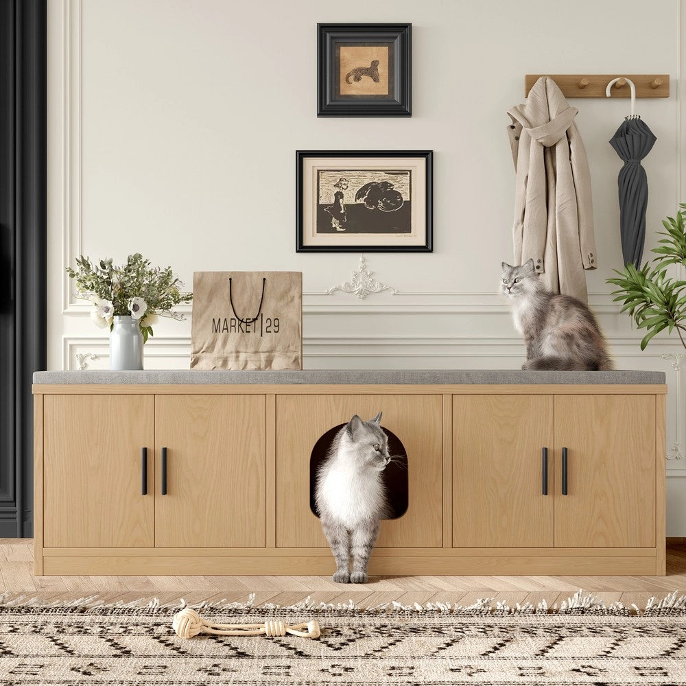 Armadietto per gatti nascosto - Zephmum- 140x40x45.5 cm - Con tiragraffi integrato e ventilazione