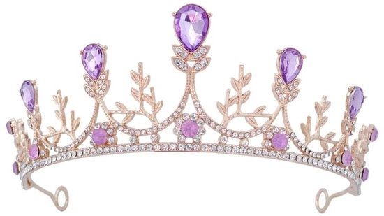 Corona da Sposa con Tiara e Strass - Lilla - Dimensioni 15,00 x 15,00 x 6,00 cm