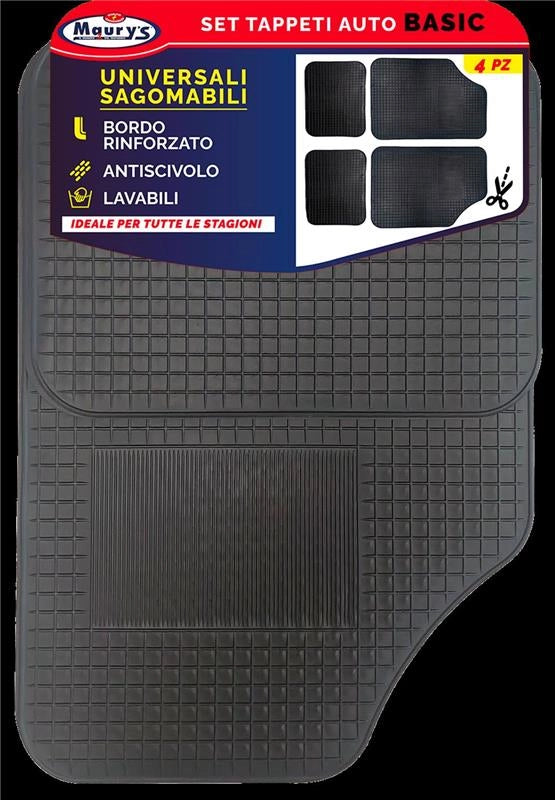 MAURY'S SET TAPPETI AUTO BASIC UNIVERSALI SAGOMABILI 4PZ IN P