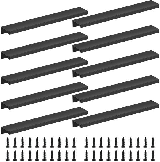 Maniglie nascoste 200 mm - 10 pezzi - Maniglie di cassettiera - Maniglie di porta invisibili - Alluminio - Incluso 16 viti