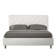 Letto matrimoniale contenitore imbottito 160x190 similpelle bianco Priya