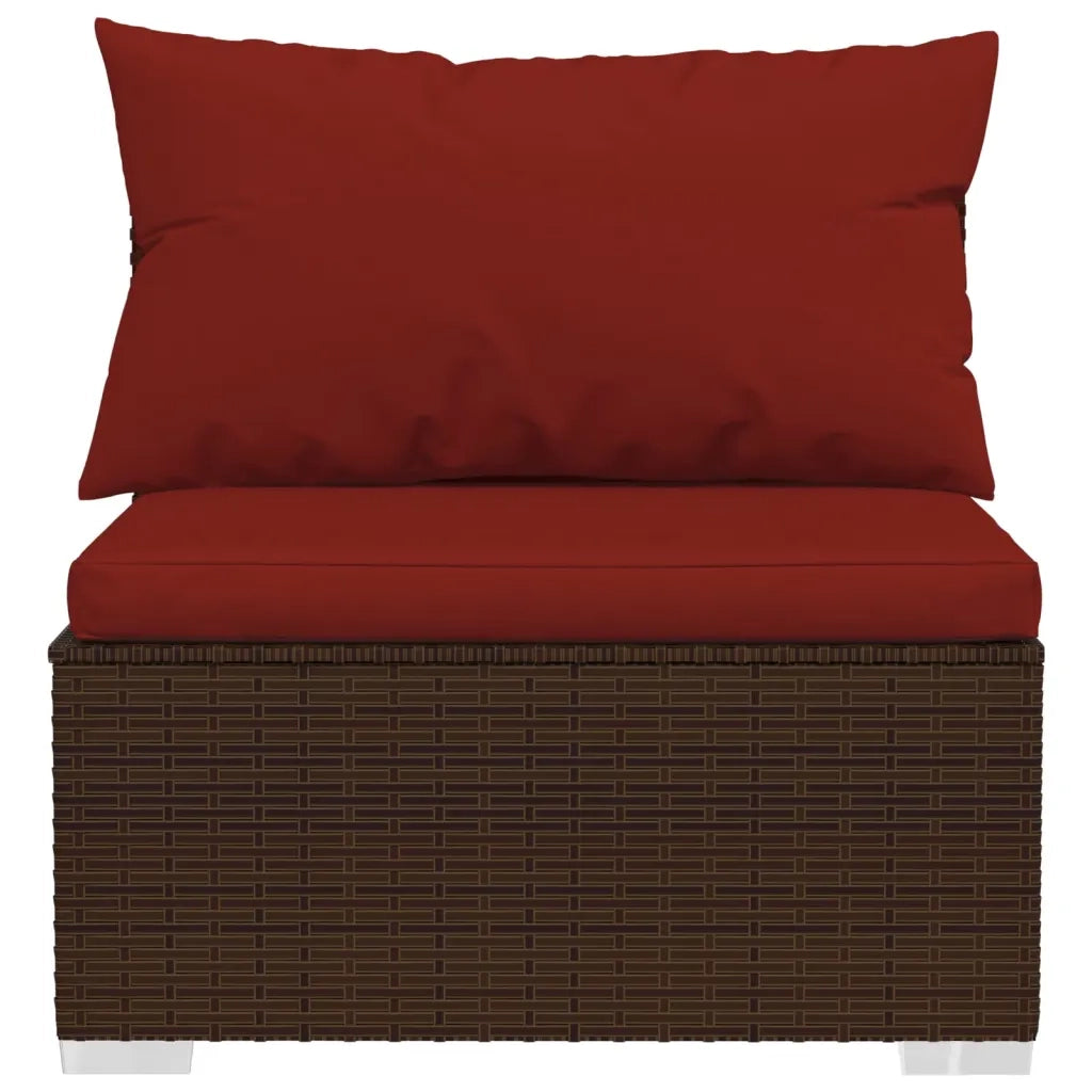 Set Divani da Giardino 6 pz con Cuscini in Polyrattan Marrone 3101811