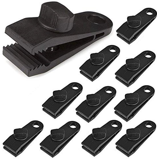 Clips per vele multifunzionali - 12 pezzi - plastica - nero