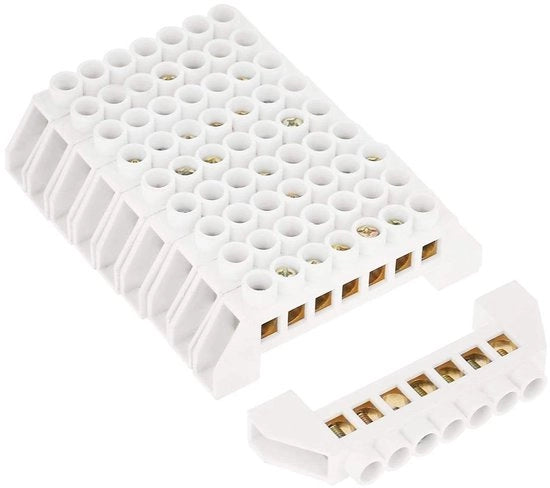 Blocco di connessione elettrica a 10 pezzi, 7 fori, blocco a viti a messina per cabine di distribuzione, verdele, alta tensione.
