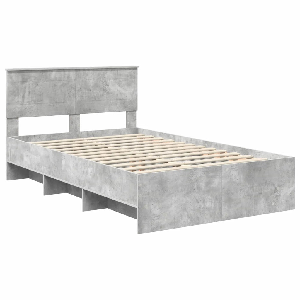 Letto matrimoniale | Letto per adulti | Struttura del letto con testiera Grigio cemento 137 x 203 cm