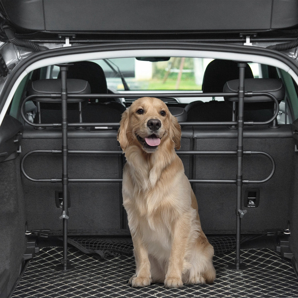 Barriera Protettiva Auto per Cani ¨C zephmum ¨C Nero Acciaio 87-135x60-105 cm