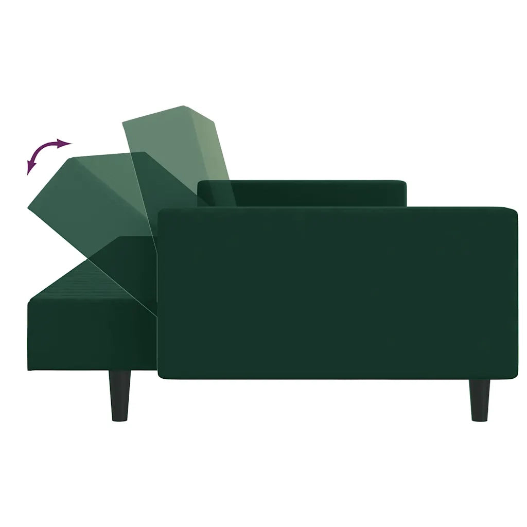 Divano letto | Sof¨¤ letto | Letto singolo a 2 Posti Verde Scuro in Velluto