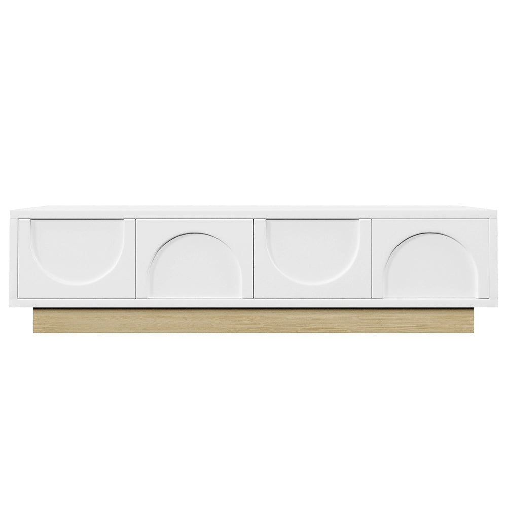Mobile TV moderno - Xylo - 175cm bianco venato design curvo