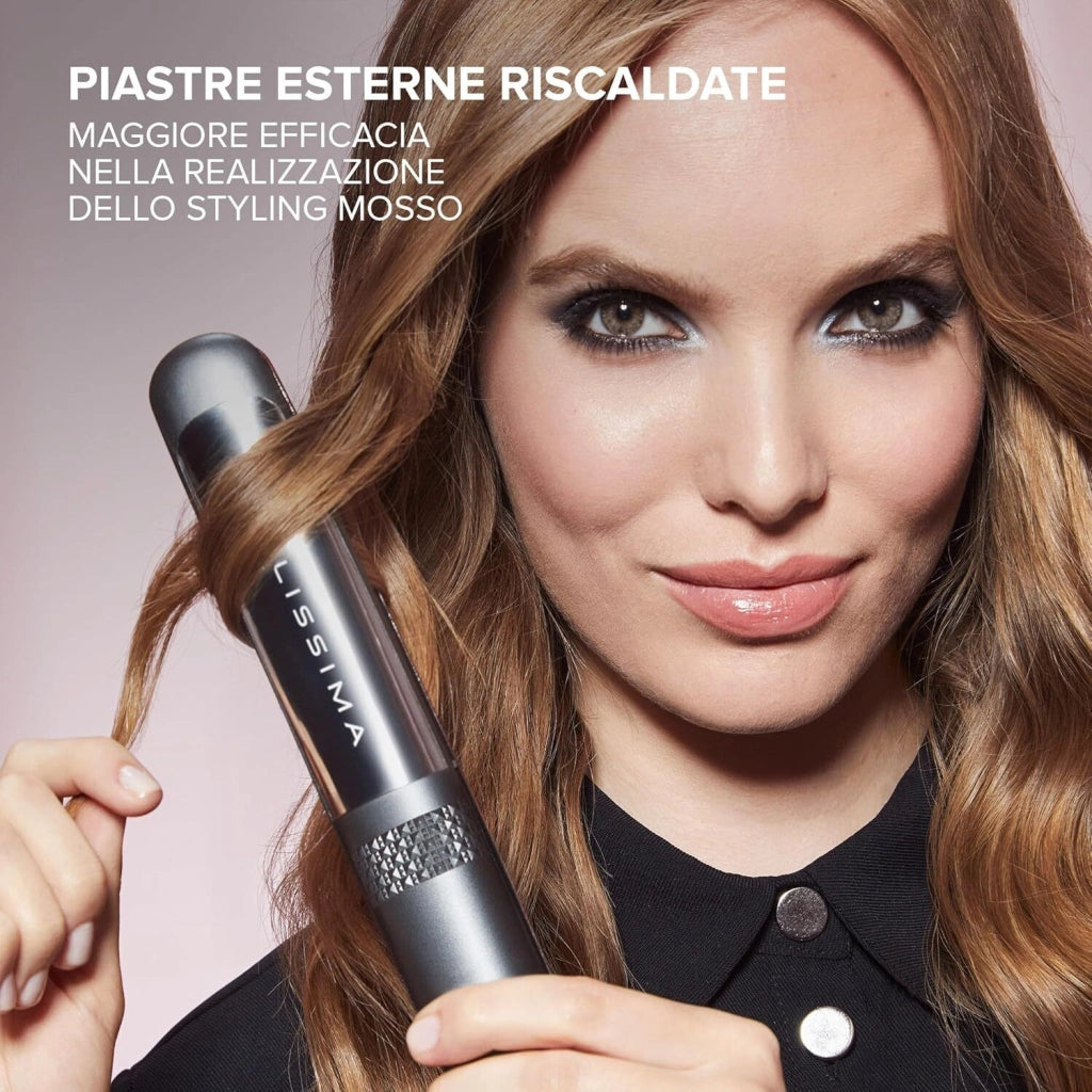 Bellissima 11876 Creativity Multistyle Piastra per Capelli Ceramica Diamond Cheratina Ionica 5 temperature 150-230°C colore Nero Rosa