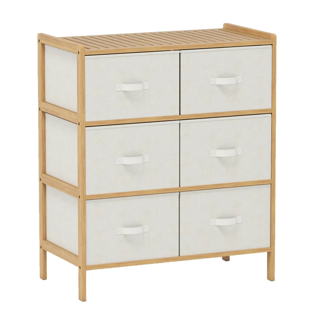 Cassettiera a 6 cassetti 66 x 35 x 78,5 cm elegante e sicura stile moderno bambù naturale 20_0011565