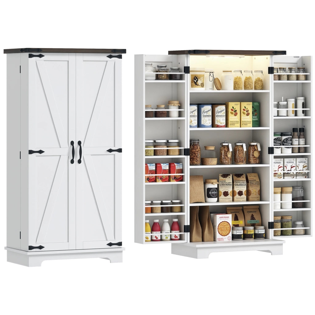 Buffet con 12 ante e luce LED ¨C zephmum ¨C bianco 60x40x120 cm