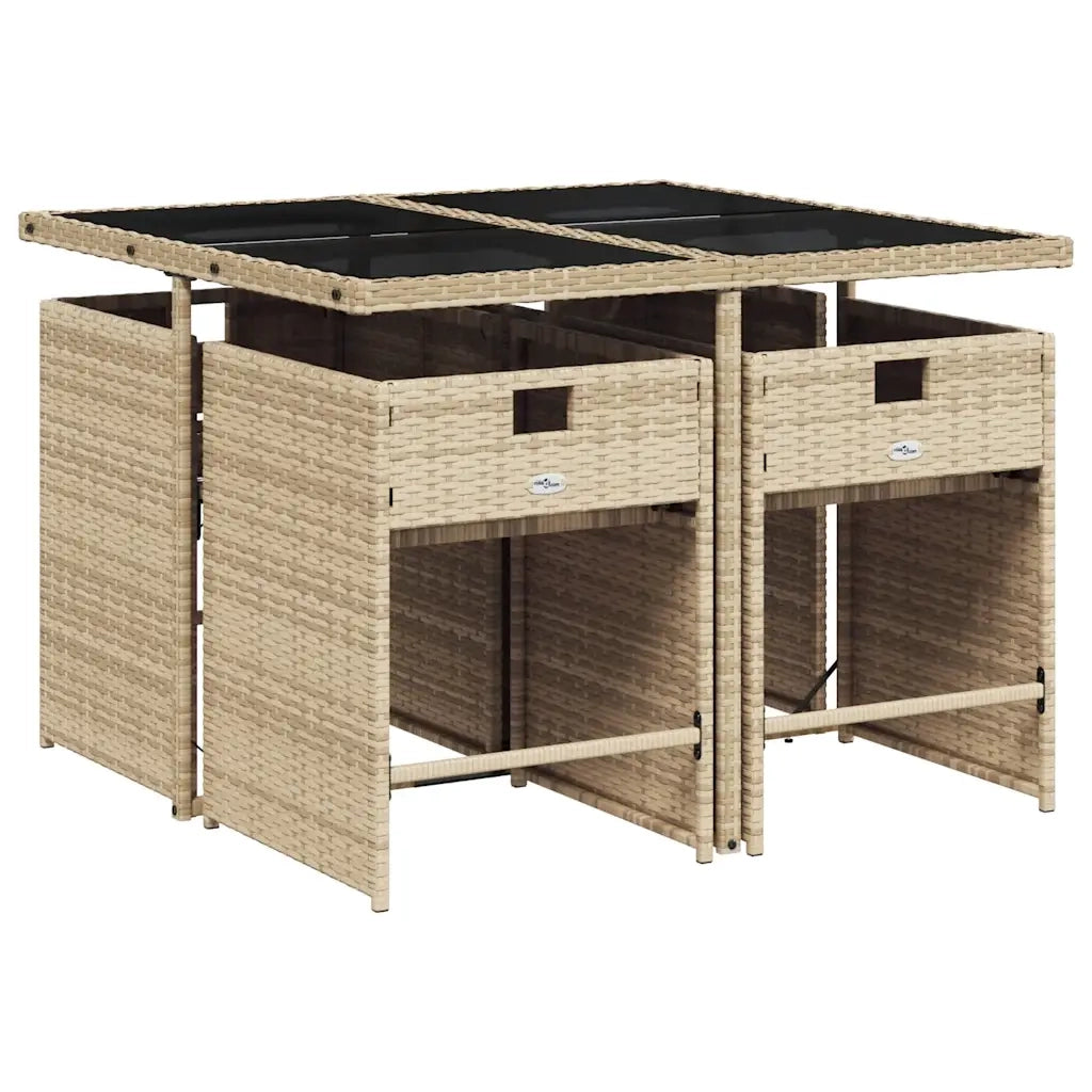 Set Pranzo da Giardino 5 pz con Cuscini Beige Misto Polyrattan 3211080
