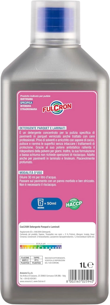 DETERGENTE LAMINATI E PARQUET 'FULCRON' lt. 1- 6 pezzi  - AREXONS