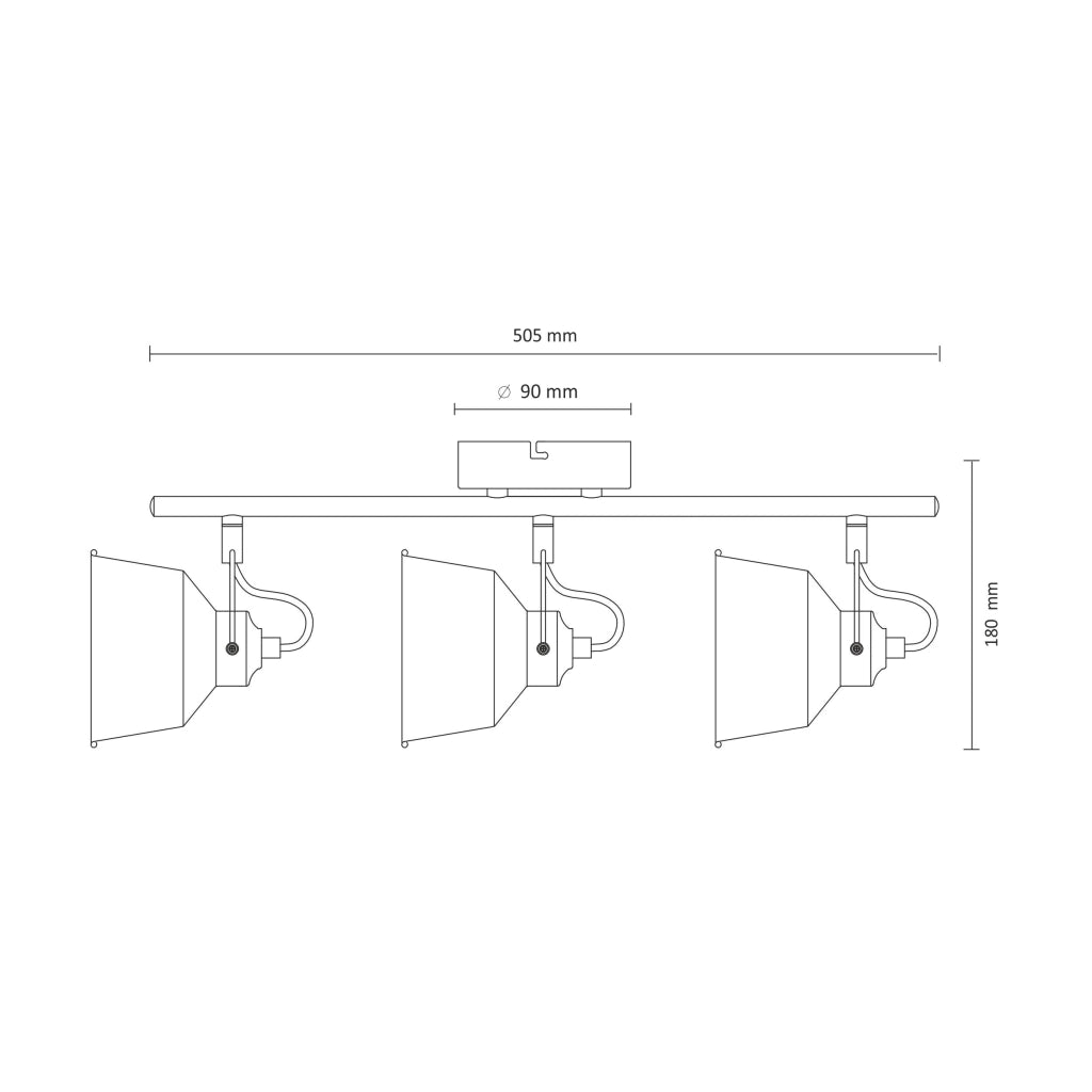 Lampada parete/soffitto orientabile 3 luci nera E14 Polux