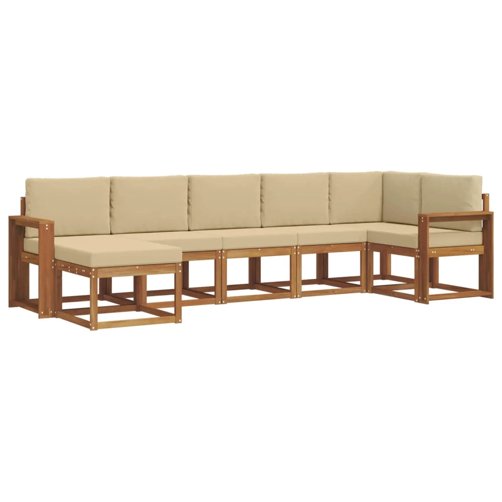 Set di divani da esterno con cuscino 7 pcs Naturale e Beige 3366716