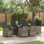 Set da Pranzo per Giardino con cuscino 7 pcs Grigio polyrattan