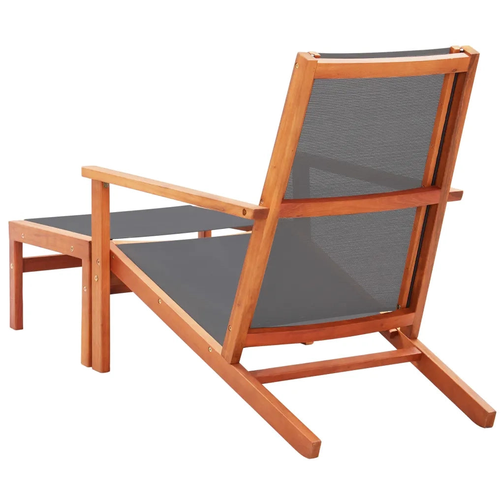 Sedia da Giardino con Pouf Grigia Eucalipto e Textilene 48696