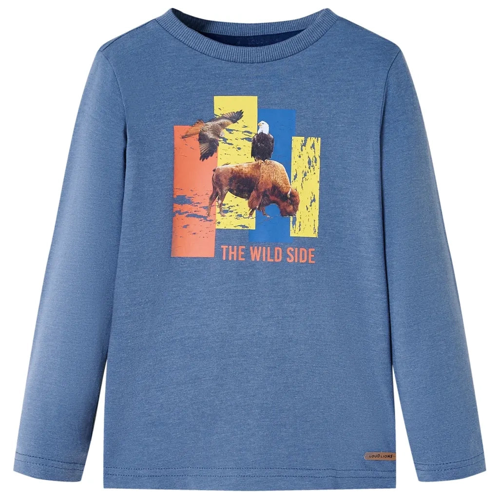 Maglietta Bambino a Maniche Lunghe Blu Mélange 140 12993