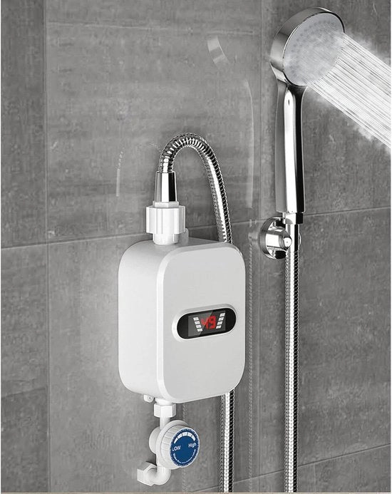 Boiler elettrico da 3500 W con temperatura regolabile e set per docce per bagno, cucina e giardino