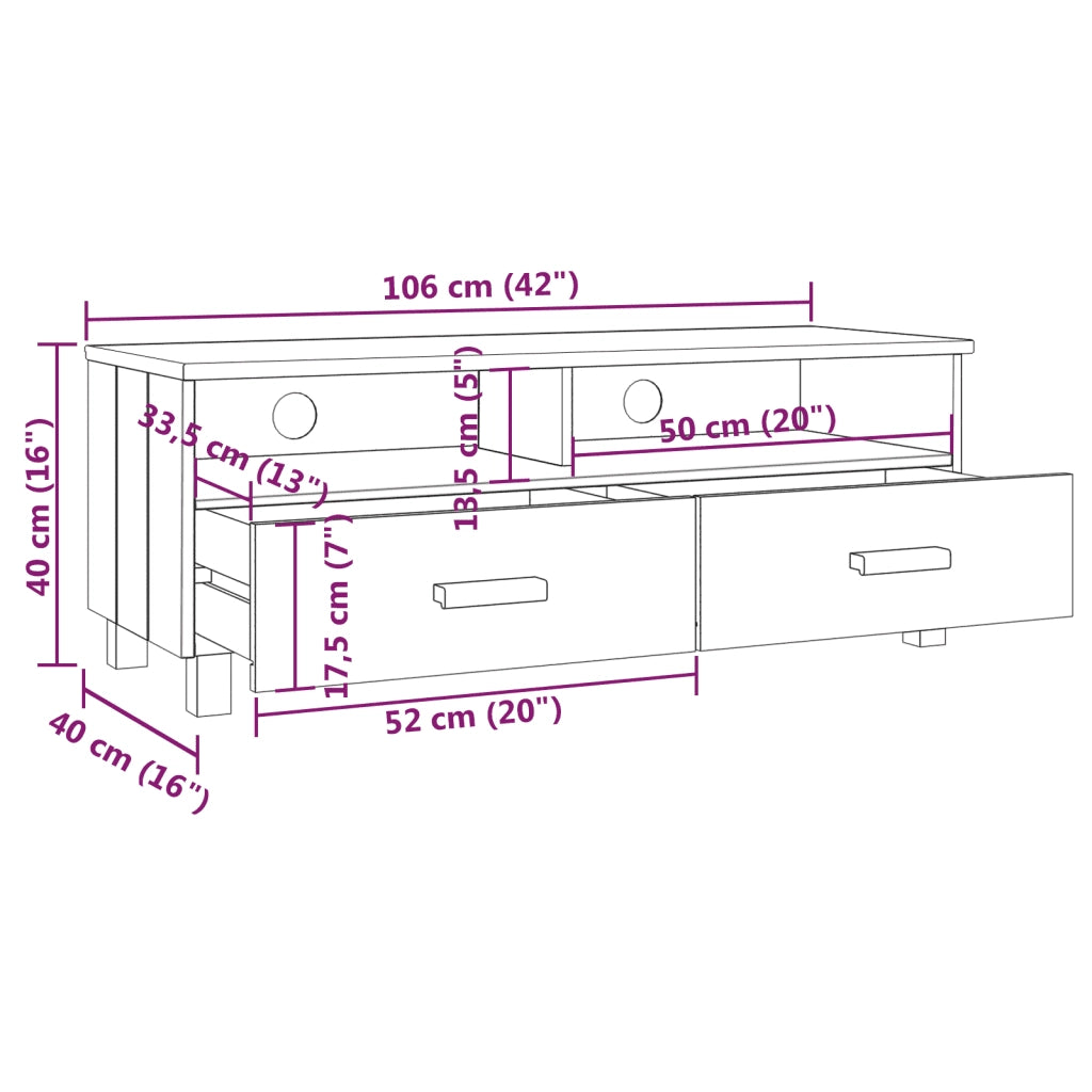 Mobile TV | Armadietto TV | Mobile Porta TV HAMAR Grigio Scuro 106x40x40 cm in Legno di Pino