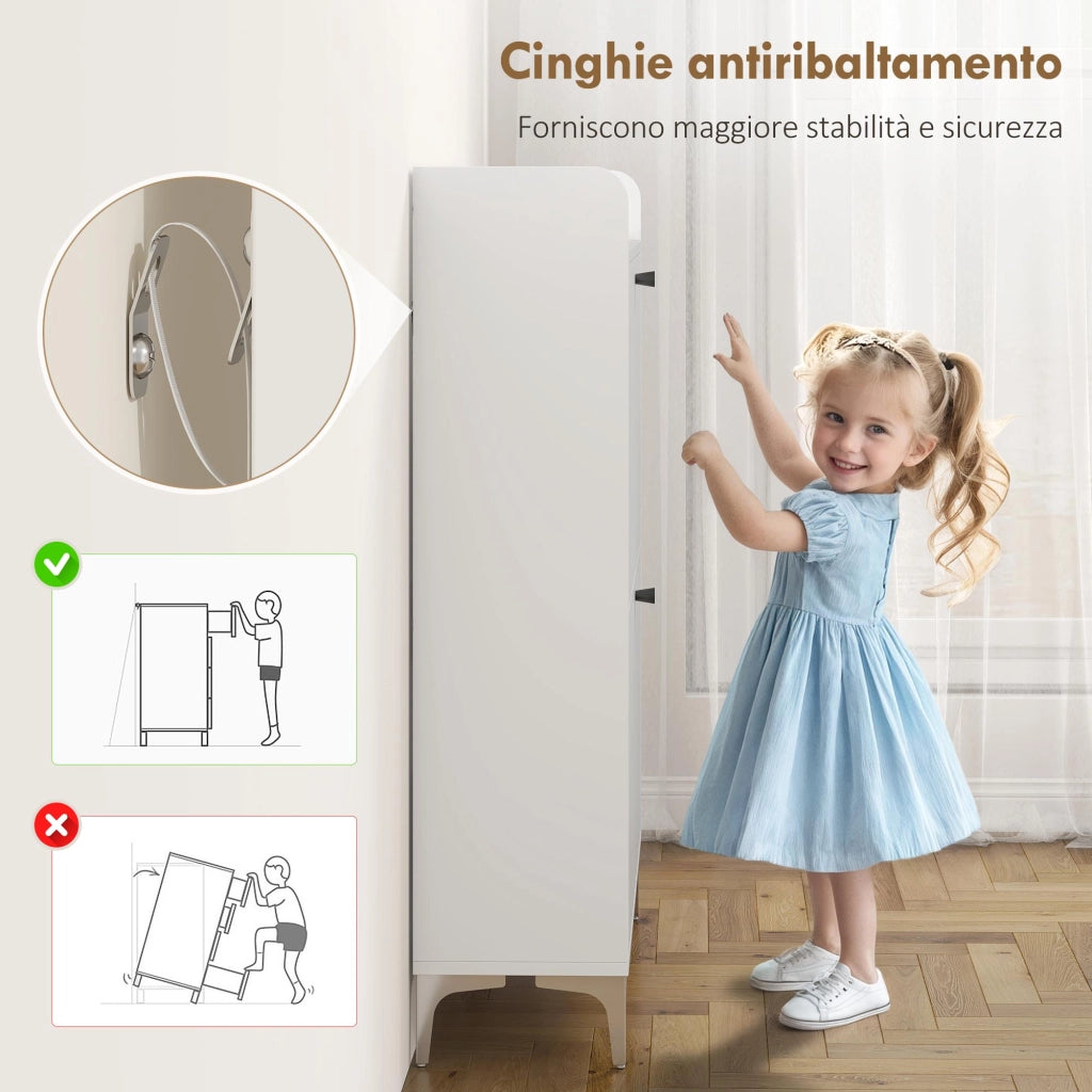 Scarpiera Slim Salvaspazio ¨C Xylo ¨C Legno e Metallo Bianco 2 Cassetti a Ribalta 80x24x101 cm