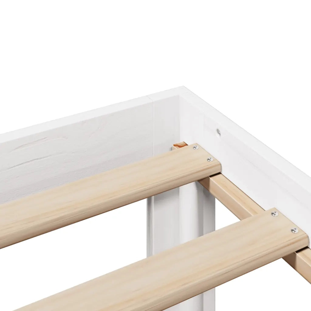 Letto matrimoniale | Letto per adulti | Giroletto con Testiera Bianco 150x200 cm Legno Massello di Pino