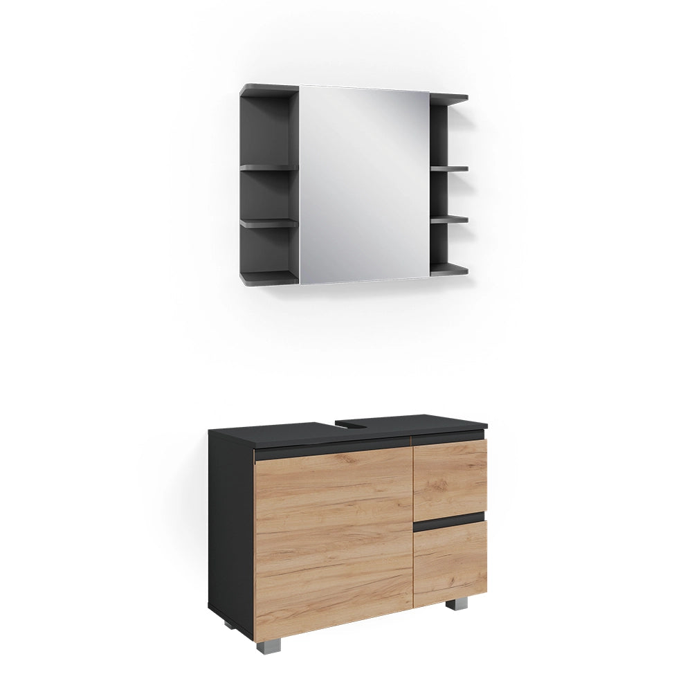 Vicco Set mobili bagno Grigio 2 parti