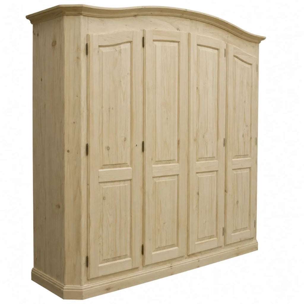 Armadio classico 4 porte legno massello abete grezzo 231x63x219 (305) - Mobili 2G